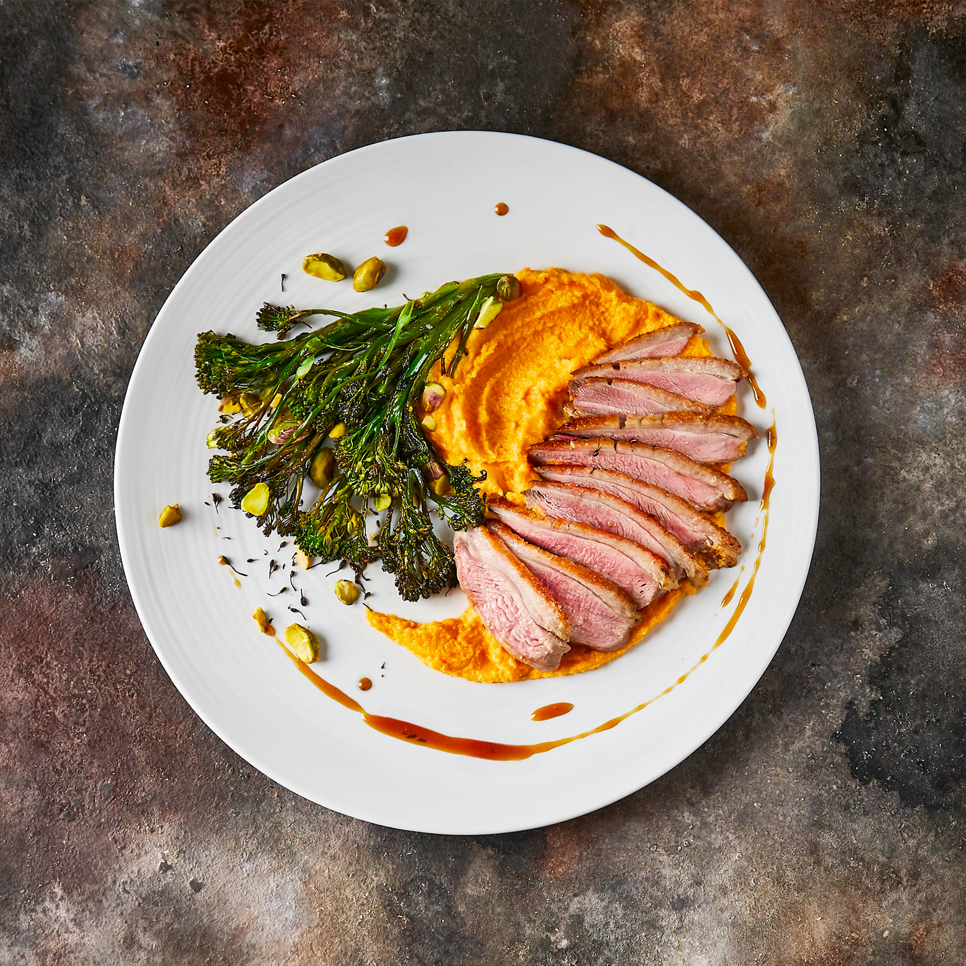 1590-Duck-Breast-Sweet-Potato-Puree-Pomegranate-Sauce–Roast-Tenderstem