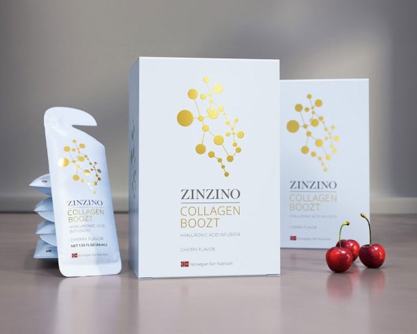 ZinZino Collagen Boozt ķiršu garšas želeja kolagēna ražošanai, 9  iepakojumi 10x46ml
