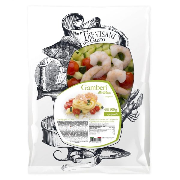 Trevisani con Gusto dārzeņu un garneļu maisījums (cukini, tomāti, garneles), saldēts, 900gr
