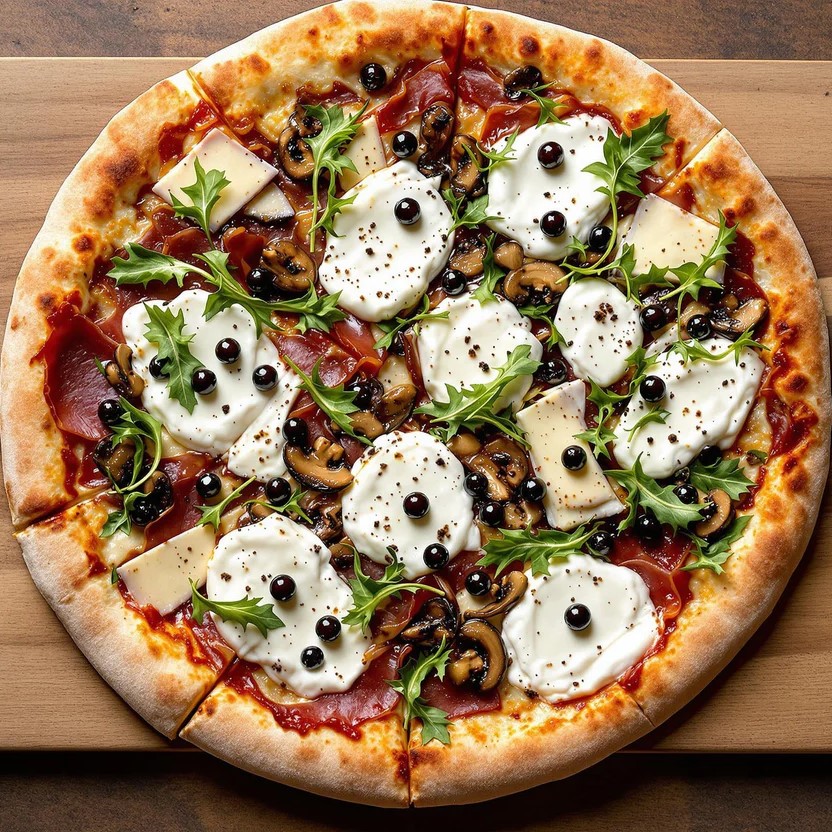 balsamic pearls gourmet-truffle-pizza-burrata-sticky